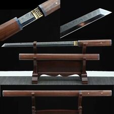 Handmade Shirasaya Samurai Wakizashi T10 Steel Clay tempered Blade Sharp picture
