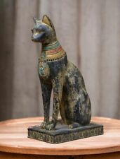 Unique statue of Egyptian goddess Bastet cat with scarab large heavy stone. picture