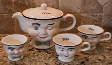 BAILEYS IRISH CREAM YUM Winking Face Teapot, Cups & Sugar Bowl Limited Edit.MINT picture