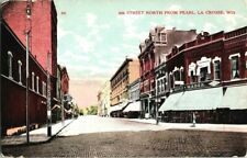 1909. 4TH STREET NORTH FROM PEARL, LA CROSSE, WISCONSIN. POSTCARD s11 picture