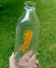 Rare Vintage Klondike Farm Elkin, NC Golden Guernsey Glass Quart Milk Bottle picture