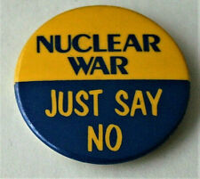 Anti Nuclear War Just Say No Political 1980s Protest Button Pin NOS New picture