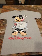 VTG Disney World Mickey Wearing Goofy Slippers Gray Sleep Shirt Made In USA NWT picture