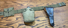 Vintage WWII US Ammo Belt w 1911 45 Holster Canteen M1 Carbine Clip Pouch w clip picture