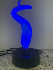 LumiSource Sculptured Blue Swirl Touch Sensitive Plasma Art Glass Lamp 12”  picture