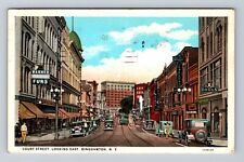 Binghamton NY-New York, Court Street, Drugstore, Jeweler Vintage c1936 Postcard picture