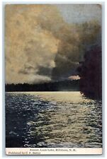c1910 Sunset Loon Lake Landscape Hillsboro New Hampshire NH Vintage Postcard picture