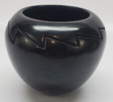 Cookie Tafoya Black Pottery Bowl from Santa Clara Pueblo Lightning 5.5