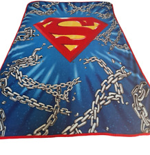 VTG DC COMICS Superman reversible fleece throw blanket Man of Steel chain 48x45