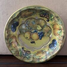 Vintage 1971 Daher Decorated Ware Round Tin Fruits Bowl Tray Made England 10” picture