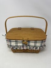 Longaberger 1995 Purse With Leather Hinged Lid / Basket With Plaid Liner picture