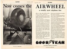 RARE 1929 Goodyear AirWheel Tire Print Ad - New Airplane Tire - 2 page ad picture