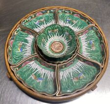 Mid C20th Chinese Floral/Dragonfly Set (9) On Original Wood Tray/Base picture