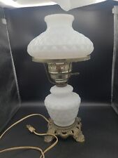 Vintage Hedco Hurricane Lamp White Milk Glass Quilted 15