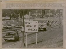 LG801 1968 Wire Photo NORTHEAST EXPRESSWAY Atlanta GA Don't Gawk at Wrecks Sign picture