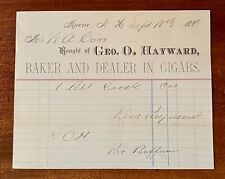 ATQ 1883 Billhead Geo O Hayward Baker & Dealer in Cigars Keene NH picture