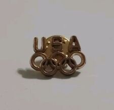 USA Olympic Rings Gold Tone Vintage Lapel Pin picture