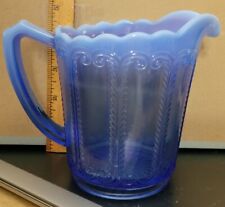 Vintage CLEAR BLUE GLASS PITCHER WITH FROSTED RIM picture