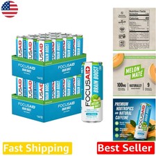 Bulk FOCUSAID Nootropic Drink 24x12oz Melon Mate Natural Caffeine Brain Power picture