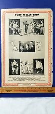 Antique 1926 Vaudeville Act Poster TOBY WELLS TRIO Comedy Act & Clowns B6 picture