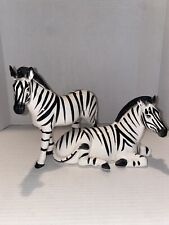 Vintage Mid Century Norcrest Zebras Ceramic Statues with Label  9.5