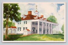 Postcard Mansion East Front Washington's Mount Vernon, Vintage Watercolor i9 picture