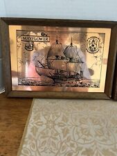 Vtg/framed /2/Copper Etching/ Original Wall Hanging/Mayflower/HMS Illustrious picture