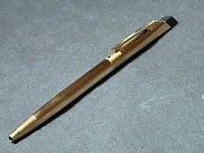 Vintage 60s-70s UNIPECO Square Button Round Base BRASS Ballpoint Pen, ,Black Ink picture