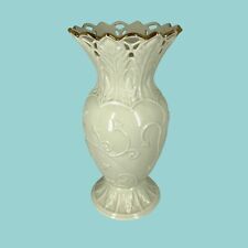 Lenox Large 10” Georgian Ivory Porcelain Tall Vase-Embossed/Gold Trim Preowned picture