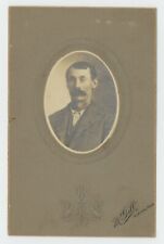 Antique c1900s Cabinet Card Handsome Rugged Man With Bushy Mustache Albion, NB picture