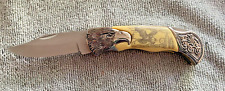 WOODLAND CREEK Collectible Eagle Wildlife Folding Knife With Metal Accents picture