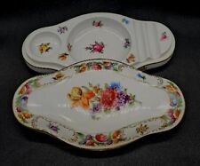Scarse Vintage Schumann Bavaria Floral Porcelain Vanity/Desk Organizer **READ picture