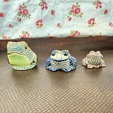 4 Artesania Rinconada Handmade Figurines Frog Toad URUGUAY Gold picture
