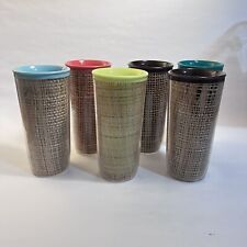 VTG MCM Raffia Burlap Plastic Drinking Glasses Cups 5.75” Melmac-Style AS IS picture
