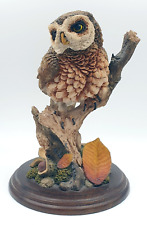 Country artists owl on tree stump with autumn scene- Hand crafted & painted picture