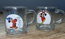 TWO VINTAGE Disney Fantasia 1940 & Mickey Mouse Club 1955 8oz Glasses Mugs Cups picture