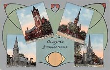 Churches of Binghamton New York Multiview c1910 Postcard picture