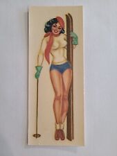 Meyercord Pinup Girl Vintage Transfer Decal 1950s Girl Skiing c picture