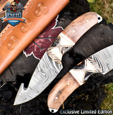 CSFIF Custom Forged Skinner Knife w/Gut Hook Twist Damascus Walnut Wood Hiking picture