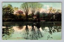 Attleboro MA-Massachusetts, Scenic Mechanics Pond, Vintage c1907 Postcard picture