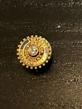Vintage Rotary International Past President 10K Yellow Gold Pin w/ 3mm Diamond picture