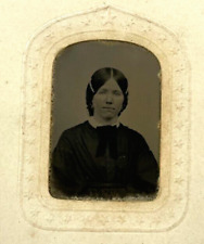 ANTIQUE TINTYPE LADY HAIR CLIPS DRESS BOW  2-CENT CIVIL WAR TAX STAMP 1860-1865 picture