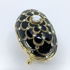 Splendid Swarovski Elements Art Deco Style Egg Music Trinket Box Black Japan picture