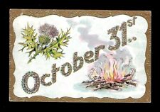 c1908 Halloween Postcard Oct. 31st Campfire Brooklin NY picture
