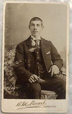 Victorian Antique Cabinet Card 4” x 2.5” Circa 1890 - Cupar Fife Scotland Man picture