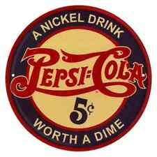 Pepsi Pepsi-Cola 5 Cents Vintage Novelty Metal Sign 8 inch Circle picture