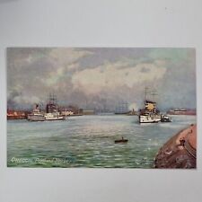 Oregon Portland Harbor c1900s Vintage Tuck Oilette Postcard Boats Ships Painting picture