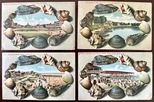 Set of 4 Beautiful Embossed Antique Shell Border Postcards ~OCEAN GROVE NJ 1909~ picture