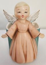Vintage 1950s Porcelain Inarco Angel Open Arms Blue Peach Gown Planter CHRISTMAS picture