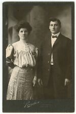 CIRCA 1890'S CABINET CARD  Stunning Couple Fancy Clothes Prescher Milwaukee, WI picture